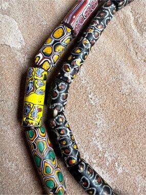 Antique Millefiori Venetian Glass Tube African Trade Beads 10-12mm Diameter